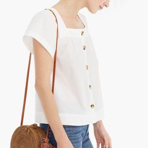 Like New J. Crew button-front square-neck top in cotton poplin